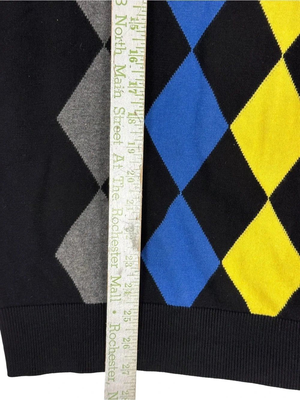 PGA Tour Mens XL Argyle Golf Sweater Vest V Neck Black Blue Yellow Country Club